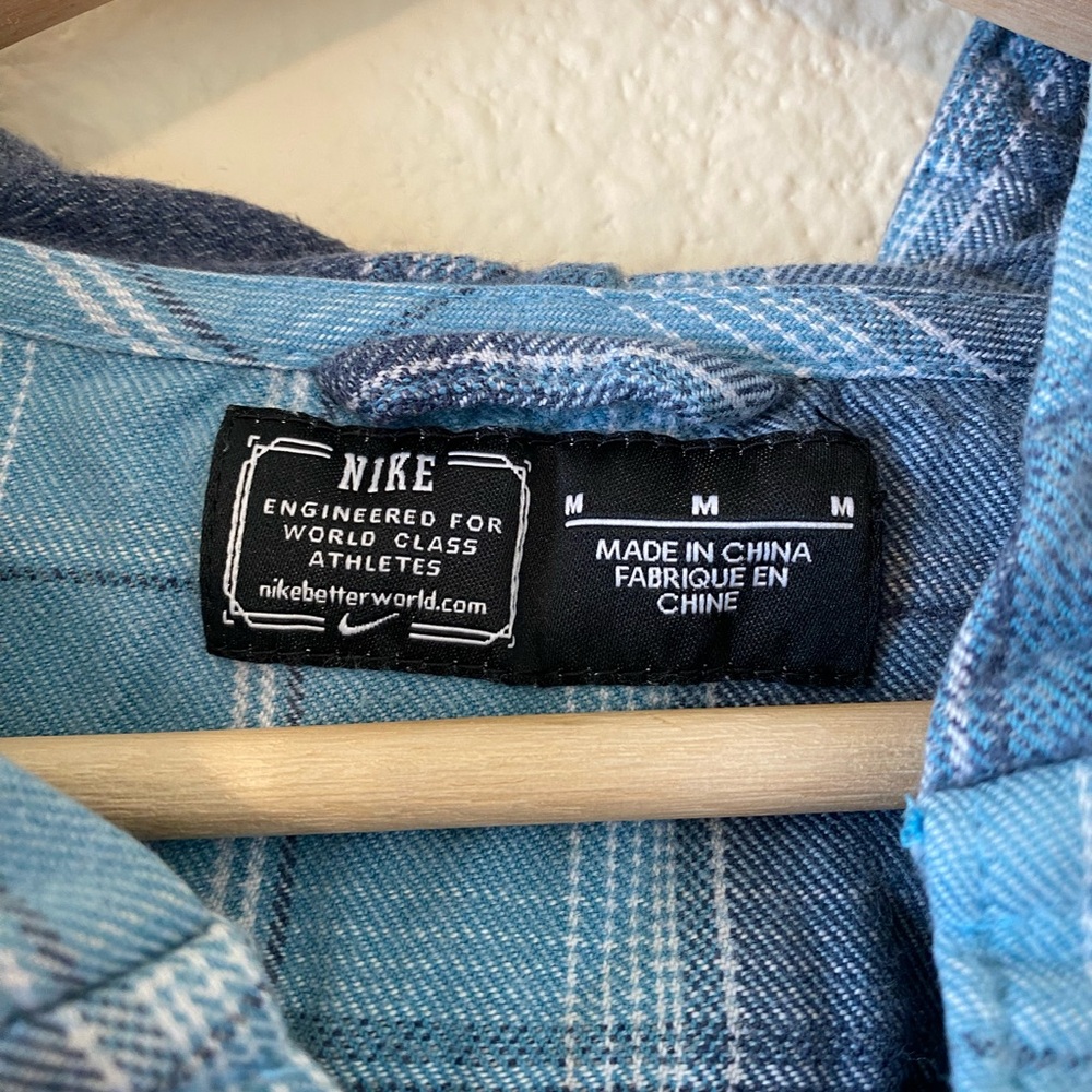 Nike Blue Plaid Hooded Shirt - Picture 3 of 5